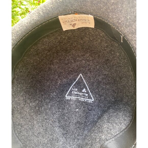 Vintage Liz Claiborne Gray Wool Fedora Hat W/ Light Gray Band Made In USA - Picture 2 of 3